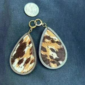 NEW Cow hide pattern wooden earrings, handmade, lightweight, snazzy